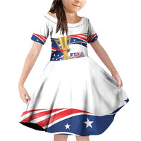 Personalized United States Soccer Family Matching Off Shoulder Short Dress and Hawaiian Shirt 2025 USA Champions - Wonder Print Shop