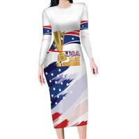 Personalized United States Soccer Long Sleeve Bodycon Dress 2025 USA Champions - Wonder Print Shop