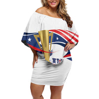 Personalized United States Soccer Off Shoulder Short Dress 2025 USA Champions - Wonder Print Shop
