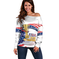 Personalized United States Soccer Off Shoulder Sweater 2025 USA Champions - Wonder Print Shop