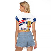 Personalized United States Soccer Raglan Cropped T Shirt 2025 USA Champions - Wonder Print Shop
