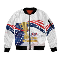 Personalized United States Soccer Sleeve Zip Bomber Jacket 2025 USA Champions - Wonder Print Shop