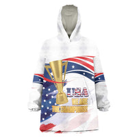 Personalized United States Soccer Wearable Blanket Hoodie 2025 USA Champions - Wonder Print Shop