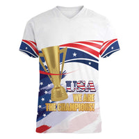 Personalized United States Soccer Women V-Neck T-Shirt 2025 USA Champions - Wonder Print Shop