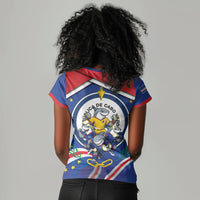 Cape Verde 2026 Football Women V-Neck T-Shirt Orgulho Tubaroes Azuis Make History