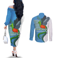 guatemala-independence-day-couples-matching-off-the-shoulder-long-sleeve-dress-and-long-sleeve-button-shirts-guatemalan-quetzal-202st-anniversary