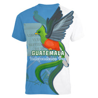 Guatemala Independence Day Women V Neck T Shirt Guatemalan Quetzal 202st Anniversary - Wonder Print Shop