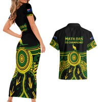 Australia Soccer Couples Matching Short Sleeve Bodycon Dress and Hawaiian Shirt Aboriginal Go Matildas 2023 World Cup - Wonder Print Shop