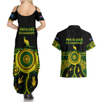 Australia Soccer Couples Matching Summer Maxi Dress and Hawaiian Shirt Aboriginal Go Matildas 2023 World Cup - Wonder Print Shop