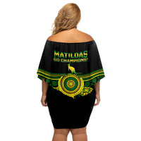 Australia Soccer Off Shoulder Short Dress Aboriginal Go Matildas 2023 World Cup - Wonder Print Shop