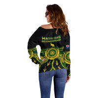 Australia Soccer Off Shoulder Sweater Aboriginal Go Matildas 2023 World Cup - Wonder Print Shop