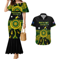 Personalised Australia Soccer Couples Matching Mermaid Dress and Hawaiian Shirt Aboriginal Go Matildas 2023 World Cup - Wonder Print Shop