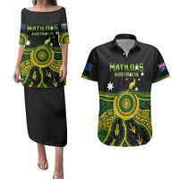 Personalised Australia Soccer Couples Matching Puletasi Dress and Hawaiian Shirt Aboriginal Go Matildas 2023 World Cup - Wonder Print Shop