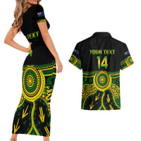 Personalised Australia Soccer Couples Matching Short Sleeve Bodycon Dress and Hawaiian Shirt Aboriginal Go Matildas 2023 World Cup - Wonder Print Shop
