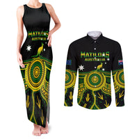 Personalised Australia Soccer Couples Matching Tank Maxi Dress and Long Sleeve Button Shirts Aboriginal Go Matildas 2023 World Cup - Wonder Print Shop