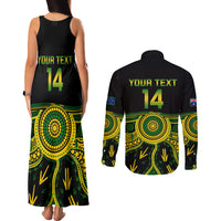 Personalised Australia Soccer Couples Matching Tank Maxi Dress and Long Sleeve Button Shirts Aboriginal Go Matildas 2023 World Cup - Wonder Print Shop