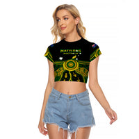 Personalised Australia Soccer Raglan Cropped T Shirt Aboriginal Go Matildas 2023 World Cup - Wonder Print Shop
