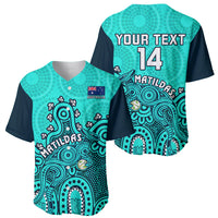 Personalised Australia Soccer Baseball Jersey Aboriginal Turquoise 2023 World Cup With Kangaroo - Wonder Print Shop