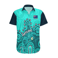 Personalised Australia Soccer Hawaiian Shirt Aboriginal Turquoise 2023 World Cup With Kangaroo - Wonder Print Shop