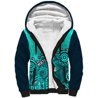 Personalised Australia Soccer Sherpa Hoodie Aboriginal Turquoise 2023 World Cup With Kangaroo - Wonder Print Shop