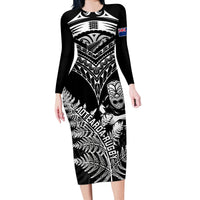 New Zealand Silver Fern Rugby Long Sleeve Bodycon Dress Go All Black 2023 World Cup - Wonder Print Shop