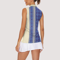 Mabuhay Philippines Festival Women Sleeveless Polo Shirt Yakan Modern Filipiniana Inspired