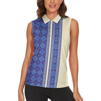 Mabuhay Philippines Festival Women Sleeveless Polo Shirt Yakan Modern Filipiniana Inspired
