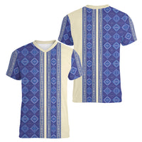 Mabuhay Philippines Festival Women V-Neck T-Shirt Yakan Modern Filipiniana Inspired