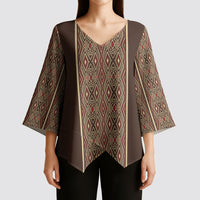 Mabuhay Philippines Festival Kimono Sleeve Blouse Tnalak Modern Filipiniana Inspired