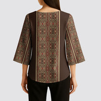 Mabuhay Philippines Festival Kimono Sleeve Blouse Tnalak Modern Filipiniana Inspired