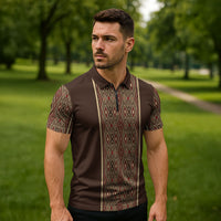 Mabuhay Philippines Festival Zipper Polo Shirt Tnalak Modern Filipiniana Inspired