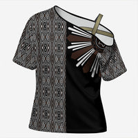 Mabuhay Philippines Festival Cross Shoulder Shirt Araw Tnalak Modern Filipiniana Inspired