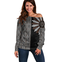 Mabuhay Philippines Festival Off Shoulder Sweater Araw Tnalak Modern Filipiniana Inspired