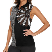 Mabuhay Philippines Festival Women Sleeveless Polo Shirt Araw Tnalak Modern Filipiniana Inspired