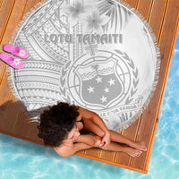 Samoa White Sunday Beach Blanket Manuia le Aso Sa o Tamaiti Polynesian Plumeria - Wonder Print Shop