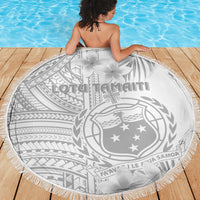 Samoa White Sunday Beach Blanket Manuia le Aso Sa o Tamaiti Polynesian Plumeria - Wonder Print Shop