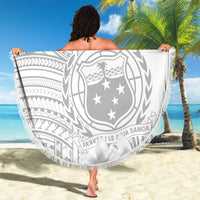 Samoa White Sunday Beach Blanket Manuia le Aso Sa o Tamaiti Polynesian Plumeria - Wonder Print Shop