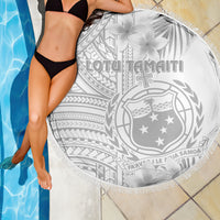 Samoa White Sunday Beach Blanket Manuia le Aso Sa o Tamaiti Polynesian Plumeria - Wonder Print Shop