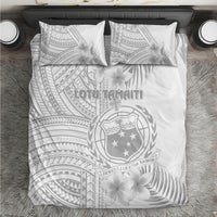 Samoa White Sunday Bedding Set Manuia le Aso Sa o Tamaiti Polynesian Plumeria - Wonder Print Shop