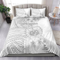 Samoa White Sunday Bedding Set Manuia le Aso Sa o Tamaiti Polynesian Plumeria - Wonder Print Shop