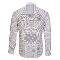 Samoa White Sunday Family Matching Off Shoulder Maxi Dress and Hawaiian Shirt Manuia le Aso Sa o Tamaiti Polynesian Plumeria - Wonder Print Shop