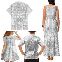 Samoa White Sunday Family Matching Tank Maxi Dress and Hawaiian Shirt Manuia le Aso Sa o Tamaiti Polynesian Plumeria - Wonder Print Shop