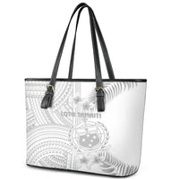 Samoa White Sunday Leather Tote Bag Manuia le Aso Sa o Tamaiti Polynesian Plumeria - Wonder Print Shop
