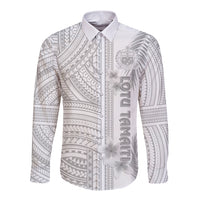 Samoa White Sunday Long Sleeve Button Shirt Manuia le Aso Sa o Tamaiti Polynesian Plumeria - Wonder Print Shop