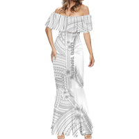 Samoa White Sunday Mermaid Dress Manuia le Aso Sa o Tamaiti Polynesian Plumeria - Wonder Print Shop