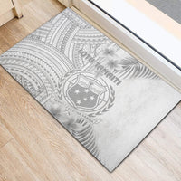 Samoa White Sunday Rubber Doormat Manuia le Aso Sa o Tamaiti Polynesian Plumeria - Wonder Print Shop
