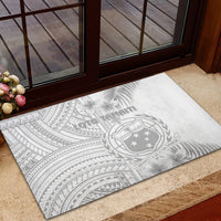 Samoa White Sunday Rubber Doormat Manuia le Aso Sa o Tamaiti Polynesian Plumeria - Wonder Print Shop