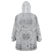 Samoa White Sunday Wearable Blanket Hoodie Manuia le Aso Sa o Tamaiti Polynesian Plumeria - Wonder Print Shop