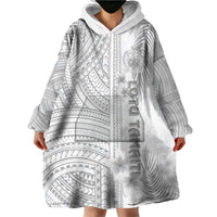 Samoa White Sunday Wearable Blanket Hoodie Manuia le Aso Sa o Tamaiti Polynesian Plumeria - Wonder Print Shop