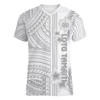 Samoa White Sunday Women V Neck T Shirt Manuia le Aso Sa o Tamaiti Polynesian Plumeria - Wonder Print Shop